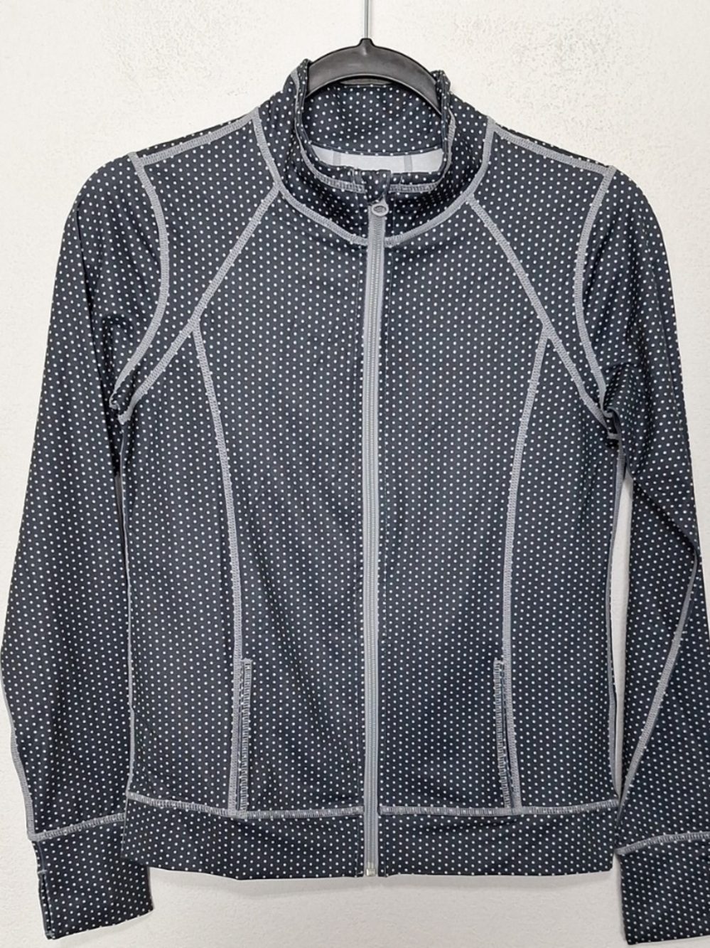 Zella Girls Gray Blue Polka Dot Full Zip Pockets Sporty Athletic Jacket Size XL